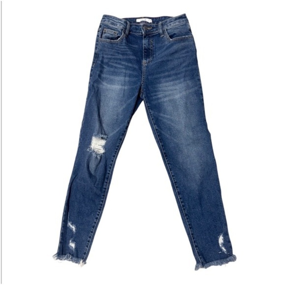 Cello Womens Distressed‎ Skinny Jeans Blue Frayed Hem WV75755 Size 3
